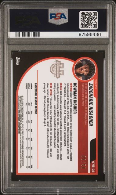 ZACCHARIE RISACHER 2023 BOWMAN CHROME 07-08 BOWMAN GOLD REFRACTOR /50 PSA 9 POP2