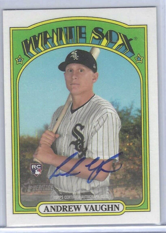 ANDREW VAUGHN 2021 TOPPS HERITAGE REAL ONE BLUE INK ROOKIE AUTO RC #ROA-AV
