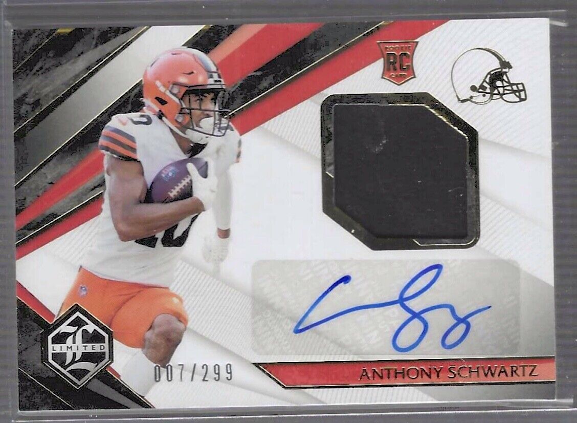 ANTHONY SCHWARTZ 2021 PANINI LIMITED ROOKIE PATCH AUTO RC #D 007/299