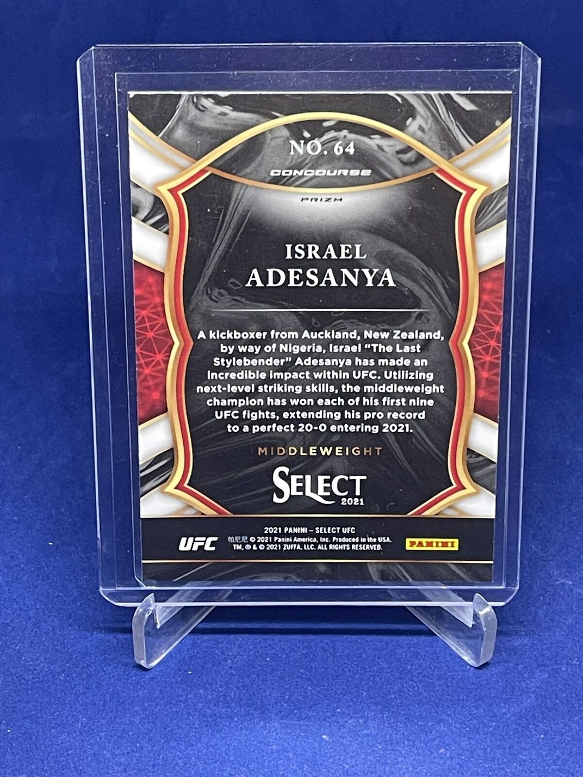 ISRAEL ADESANYA 2021 PANINI SELECT UFC CONCOURSE SILVER PRIZM #64