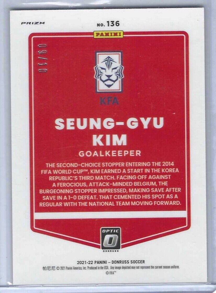 SEUNG-GYU KIM 2021-22 PANINI DONRUSS OPTIC GOLD HOLO PRIZM #D 09/10