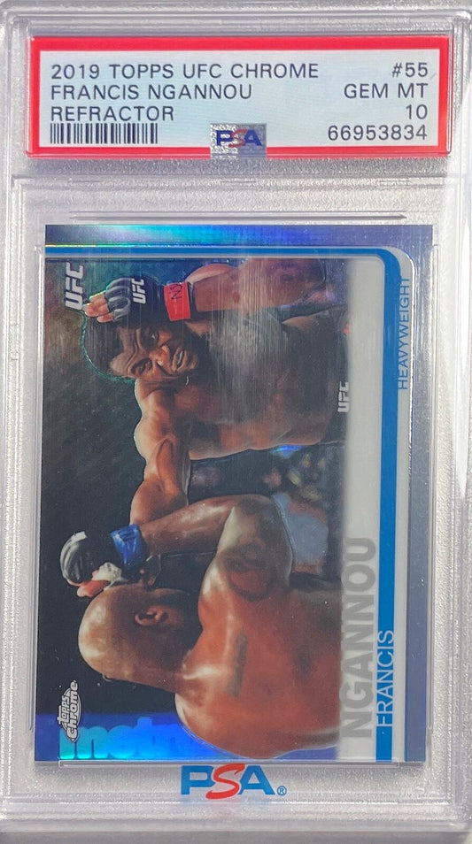 FRANCIS NGANNOU 2019-20 TOPPS UFC CHROME REFRACTOR #55 PSA 10 GEM MINT POP 8
