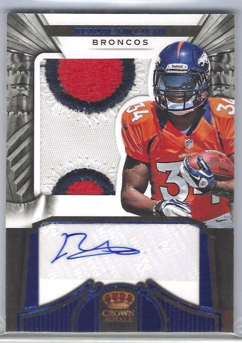 RONNIE HILLMAN 2012 PANINI CROWN ROYALE BLUE ROOKIE JUMBO PATCH AUTO RC #D 5/5