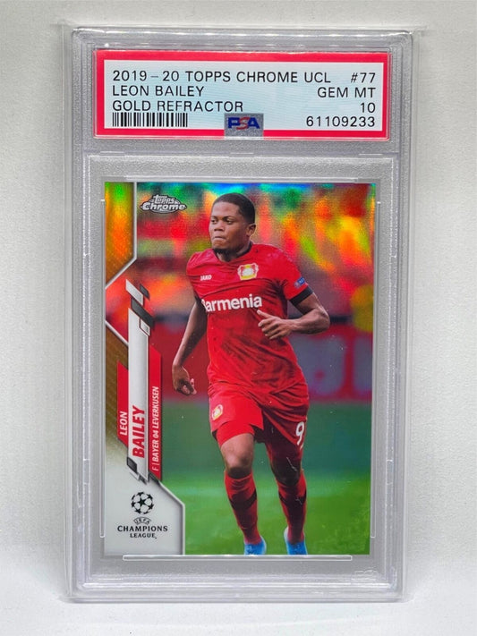 LEON BAILEY 2019-20 TOPPS CHROME UCL GOLD REFRACTOR RC #D 1/50 PSA 10 POP 1/1