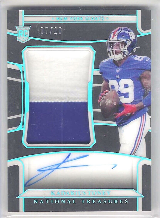 KADARIUS TONEY 2021 PANINI NATIONAL TREASURES MIDNIGHT RPA PATCH AUTO RC #D 7/20