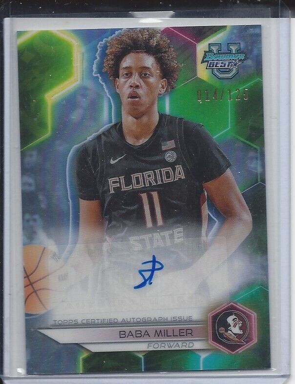 BABA MILLER 2023 BOWMANS BEST UNIVERSITY FLORIDA STATE REFRACTOR AUTO #D /125
