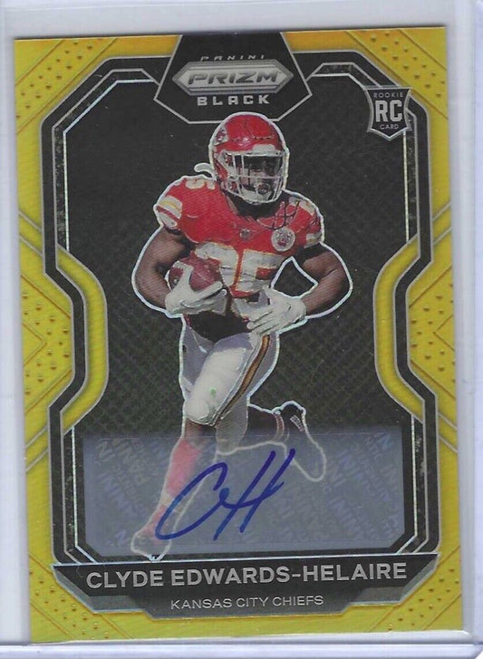 CLYDE EDWARDS-HELAIRE 2020 PANINI CHRONICLES PRIZM BLACK GOLD AUTO RC #D 2/10