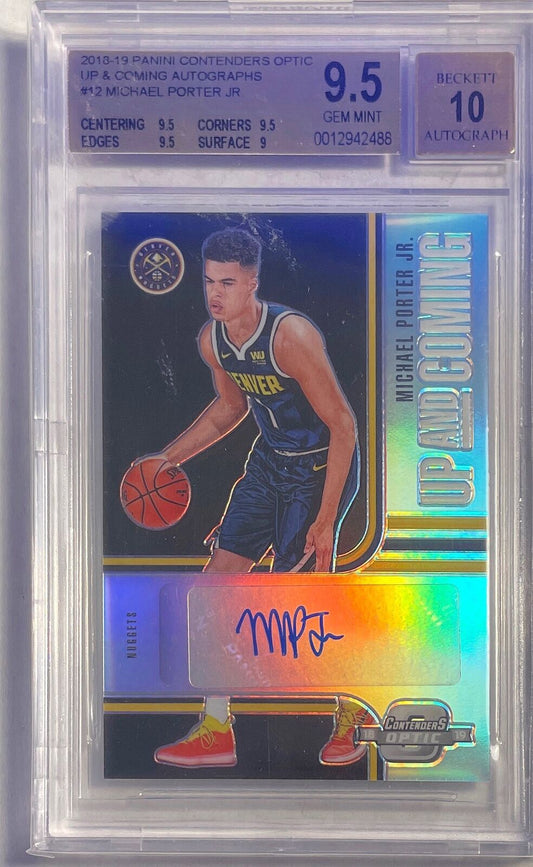 MICHAEL PORTER JR 2018 CONTENDERS OPTIC UP COMING AUTO RC /99 BGS 9.5 10 POP 1/1