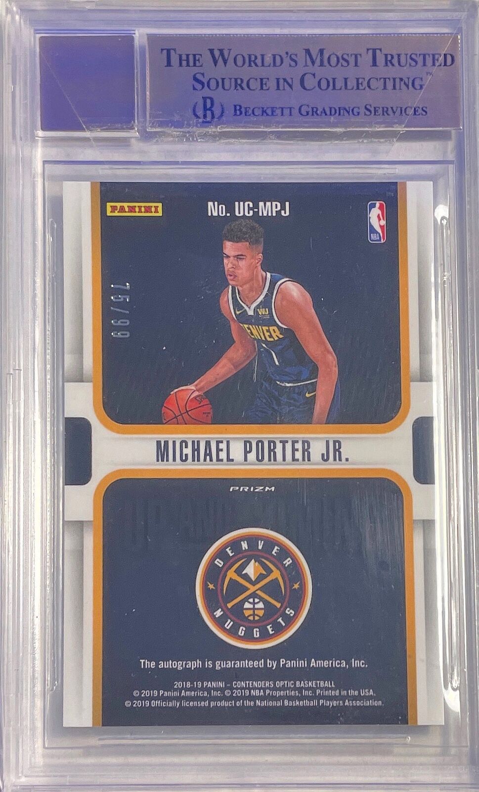 MICHAEL PORTER JR 2018 CONTENDERS OPTIC UP COMING AUTO RC /99 BGS 9.5 10 POP 1/1