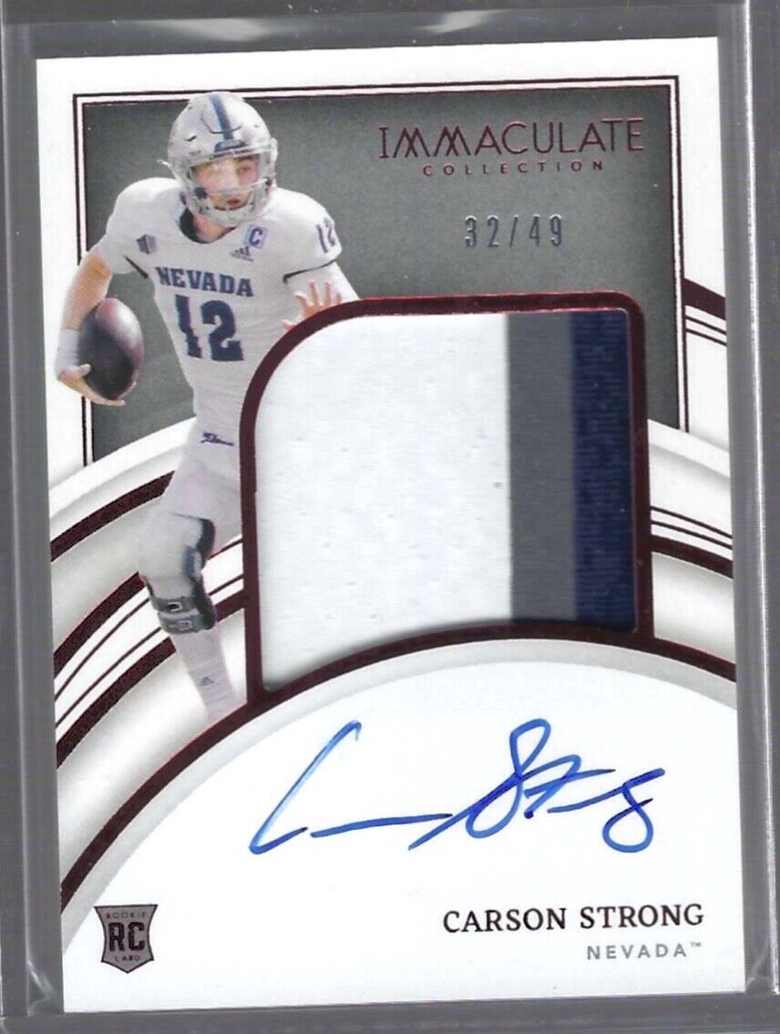 CARSON STRONG 2022 PANINI IMMACULATE RED RPA ROOKIE PATCH AUTO RC #D 32/49