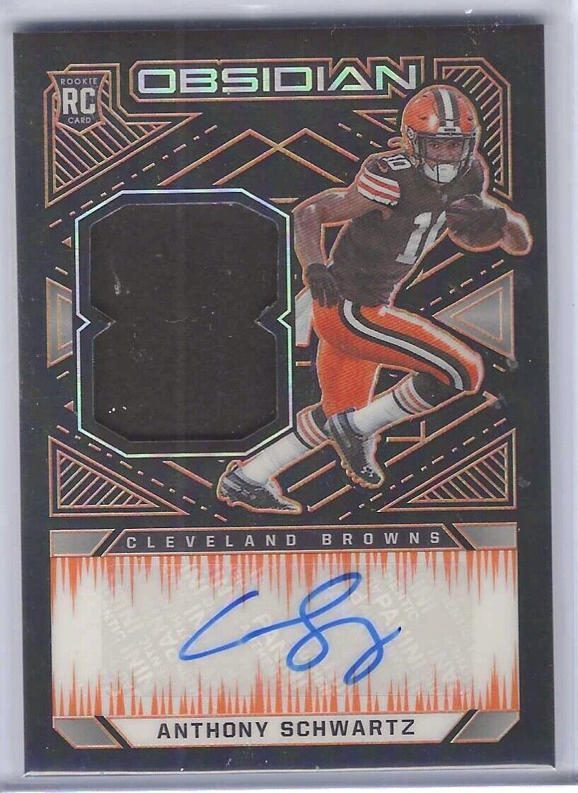 ANTHONY SCHWARTZ 2021 PANINI OBSIDIAN ORANGE ETCH ROOKIE PATCH AUTO RC #D 45/99