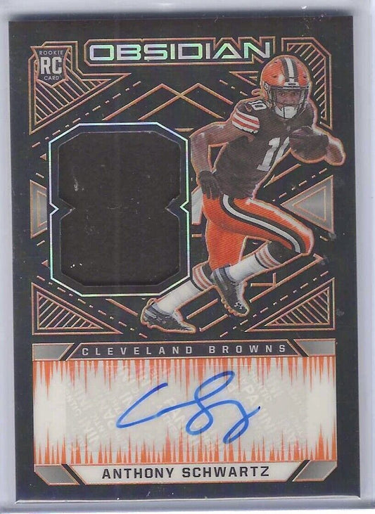 ANTHONY SCHWARTZ 2021 PANINI OBSIDIAN ORANGE ETCH ROOKIE PATCH AUTO RC #D 45/99
