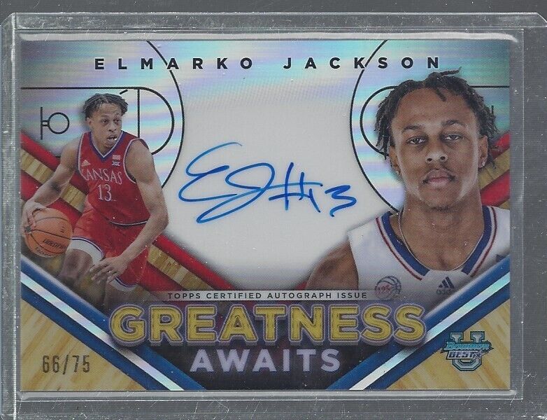ELMARKO JACKSON 2023 BOWMANS BEST GREATNESS AWAITS REFRACTOR ON CARD AUTO #D /75