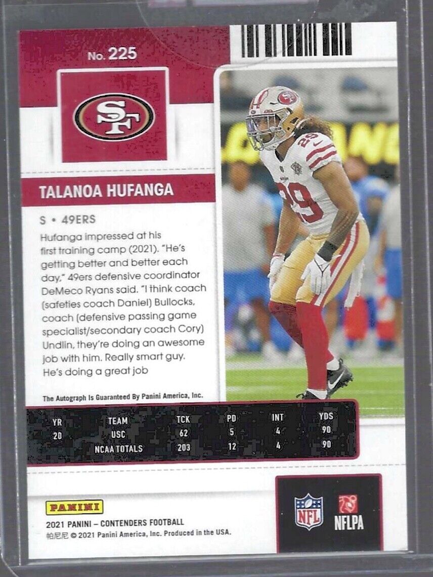 TALANOA HUFANGA 2021 PANINI CONTENDERS ROOKIE TICKET AUTO RC #225