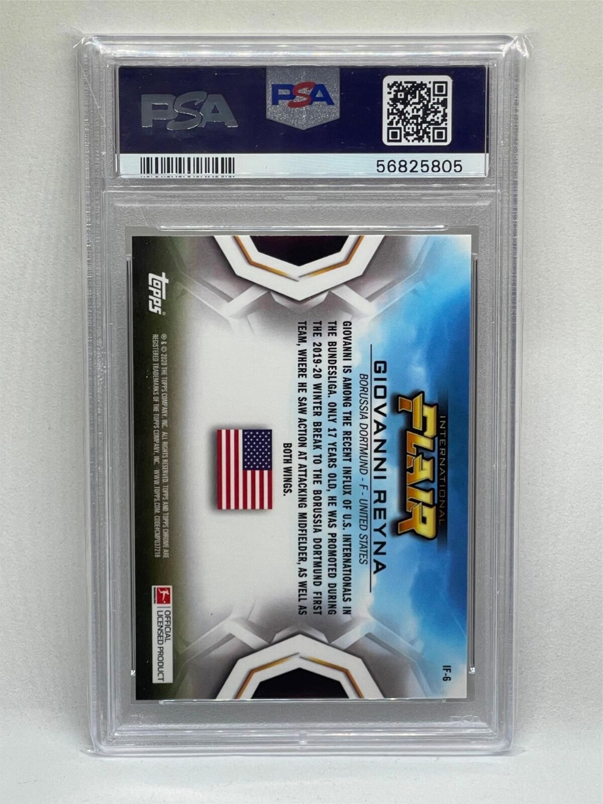 GIOVANNI REYNA 2019 TOPPS CHROME BUNDESLIGA INTERNATIONAL FLAIR ROOKIE RC PSA 10