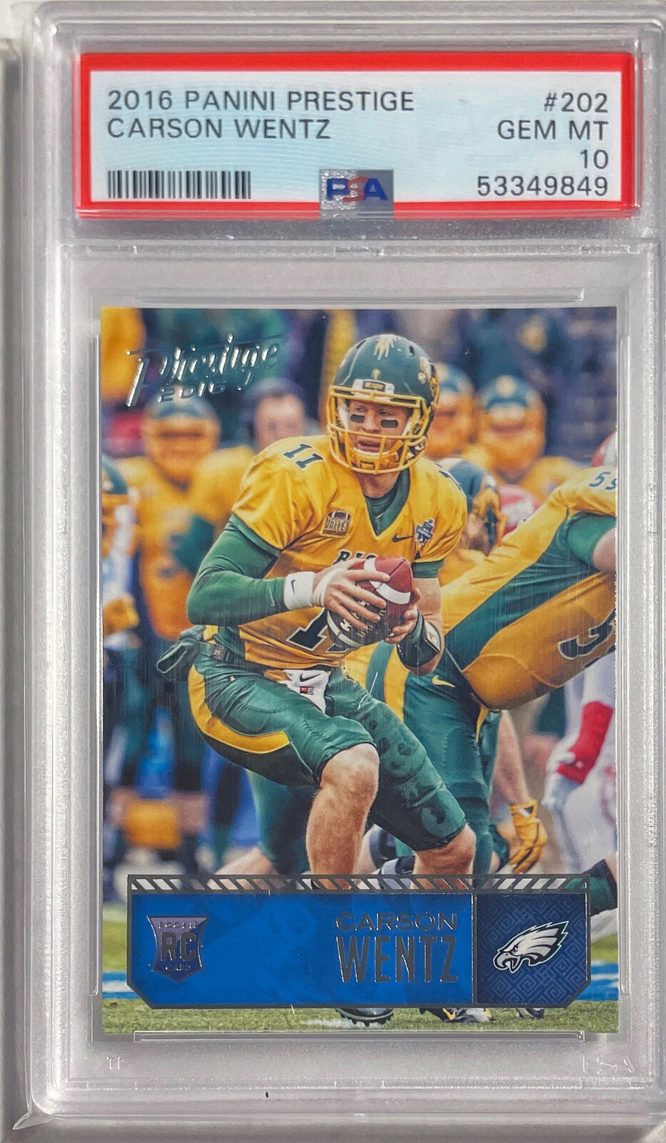 CARSON WENTZ 2016 PANINI PRESTIGE ROOKIE RC #202 PSA 10 GEM MINT POP 103