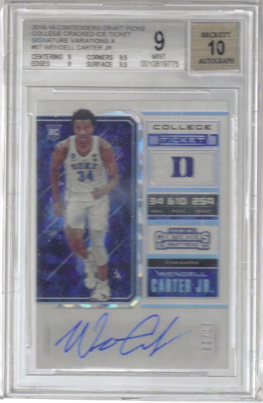 WENDELL CARTER JR 2018 CONTENDERS DP CRACKED ICE AUTO /23 BGS 9 10 AU POP 1/1