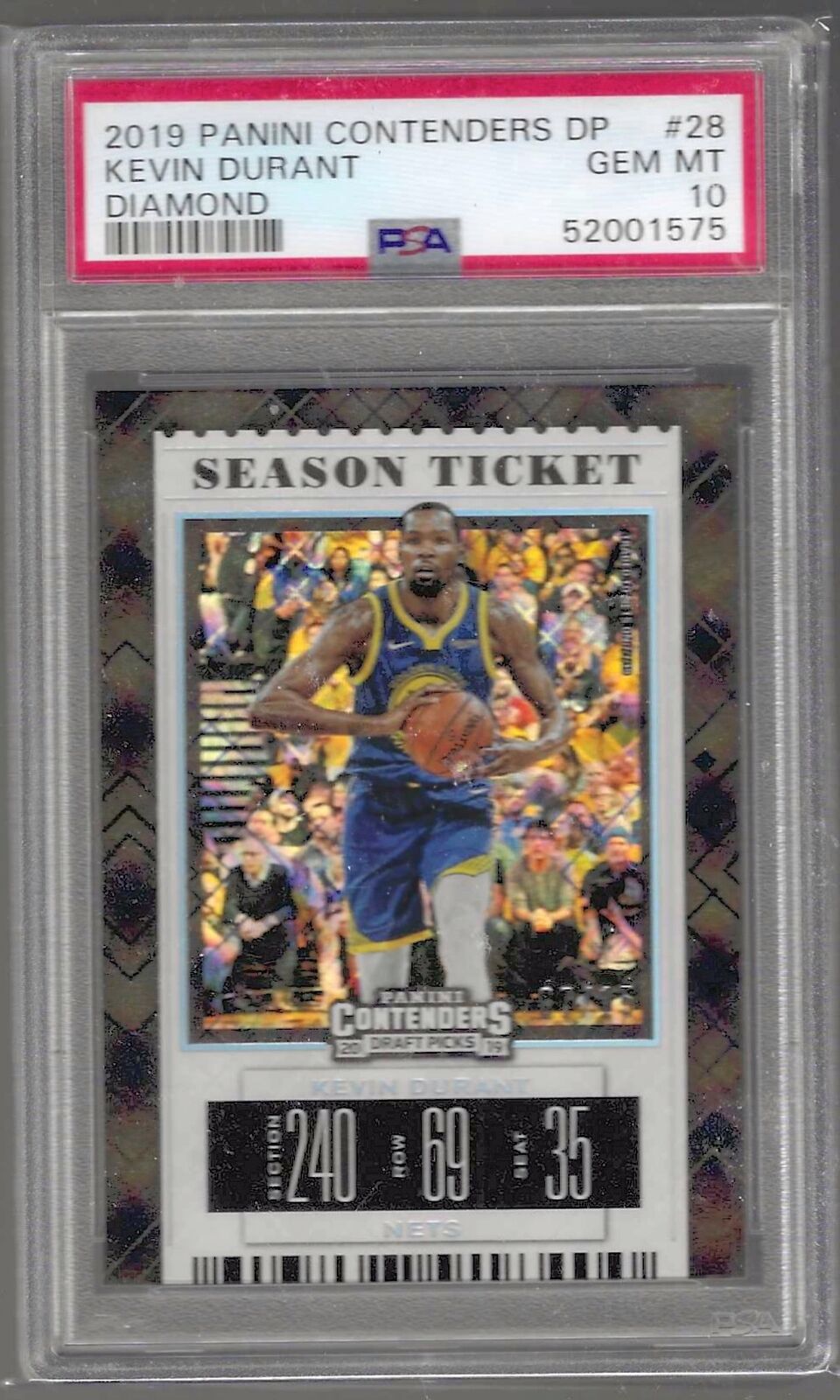 KEVIN DURANT 2019 PANINI CONTENDERS DP DIAMOND FOIL /15 PSA 10 GEM MINT POP 2