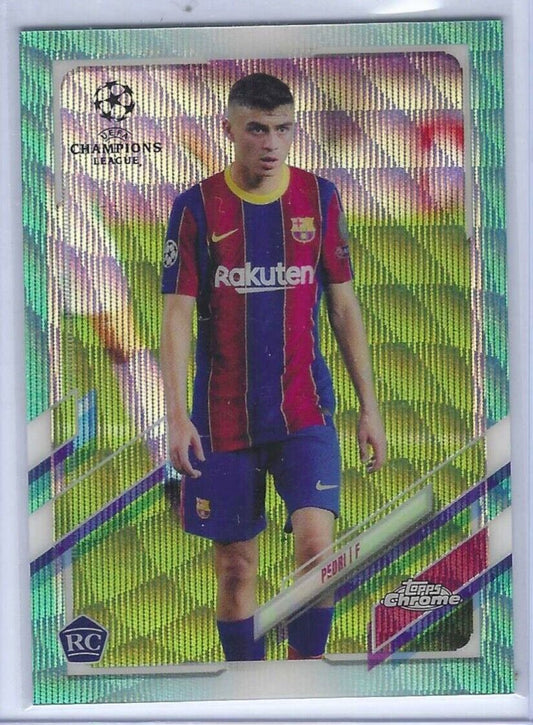 PEDRI 2020-21 TOPPS CHROME AQUA WAVE REFRACTOR ROOKIE RC #D 181/199