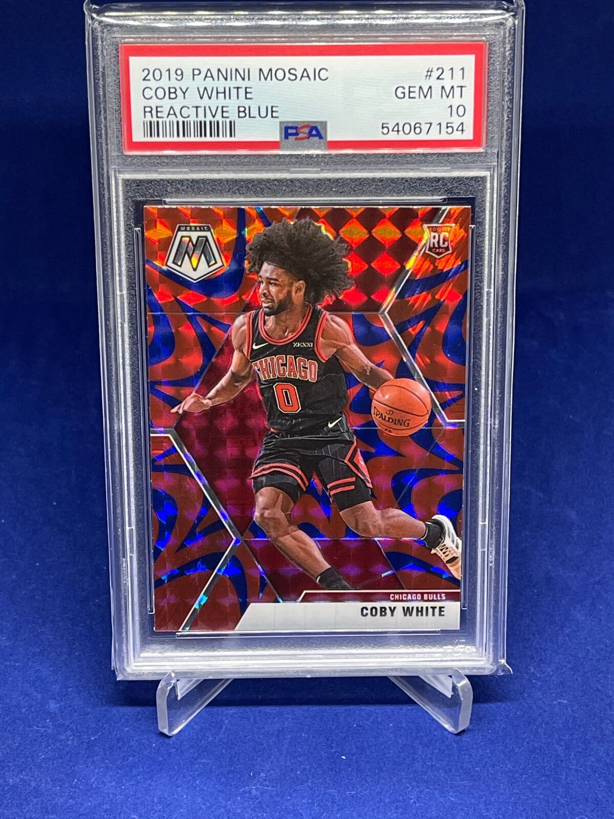 COBY WHITE 2019-20 PANINI MOSAIC REACTIVE BLUE PRIZM ROOKIE RC #211 PSA 10