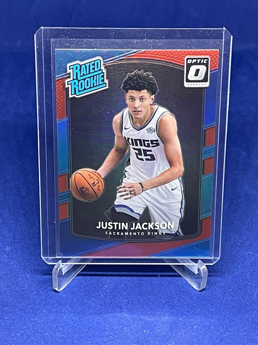 JUSTIN JACKSON 2017-18 PANINI DONRUSS OPTIC RATED ROOKIE RED HOLO RC #D 5/99