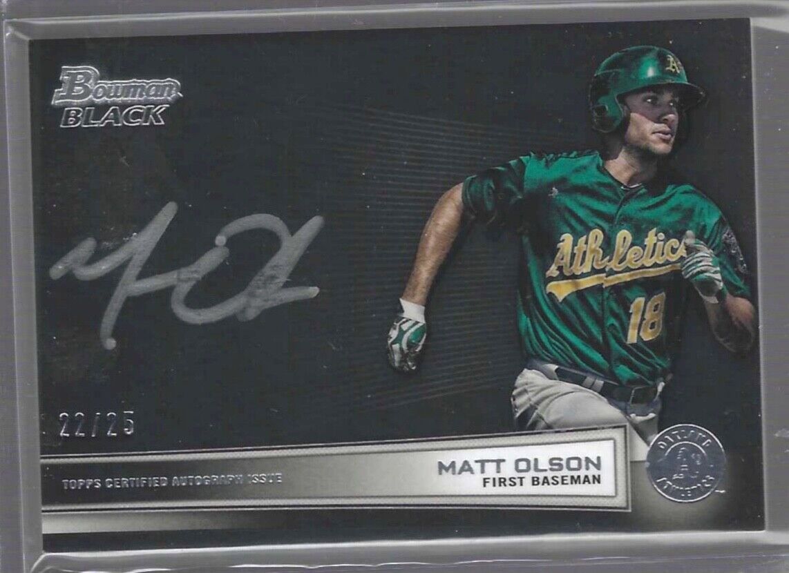 MATT OLSON 2015 TOPPS BOWMAN BLACK COLLECTION SILVER INK ON CARD AUTO #D 22/25