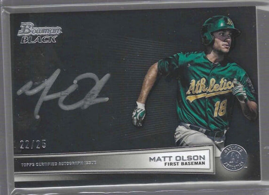 MATT OLSON 2015 TOPPS BOWMAN BLACK COLLECTION SILVER INK ON CARD AUTO #D 22/25