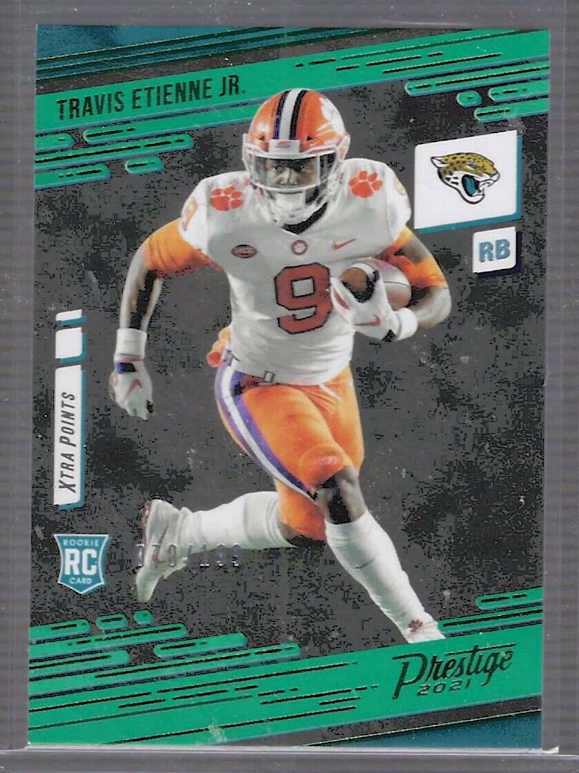 TRAVIS ETIENNE JR 2021 PANINI PRESTIGE GREEN FOIL XTRA POINTS RC #D 070/199
