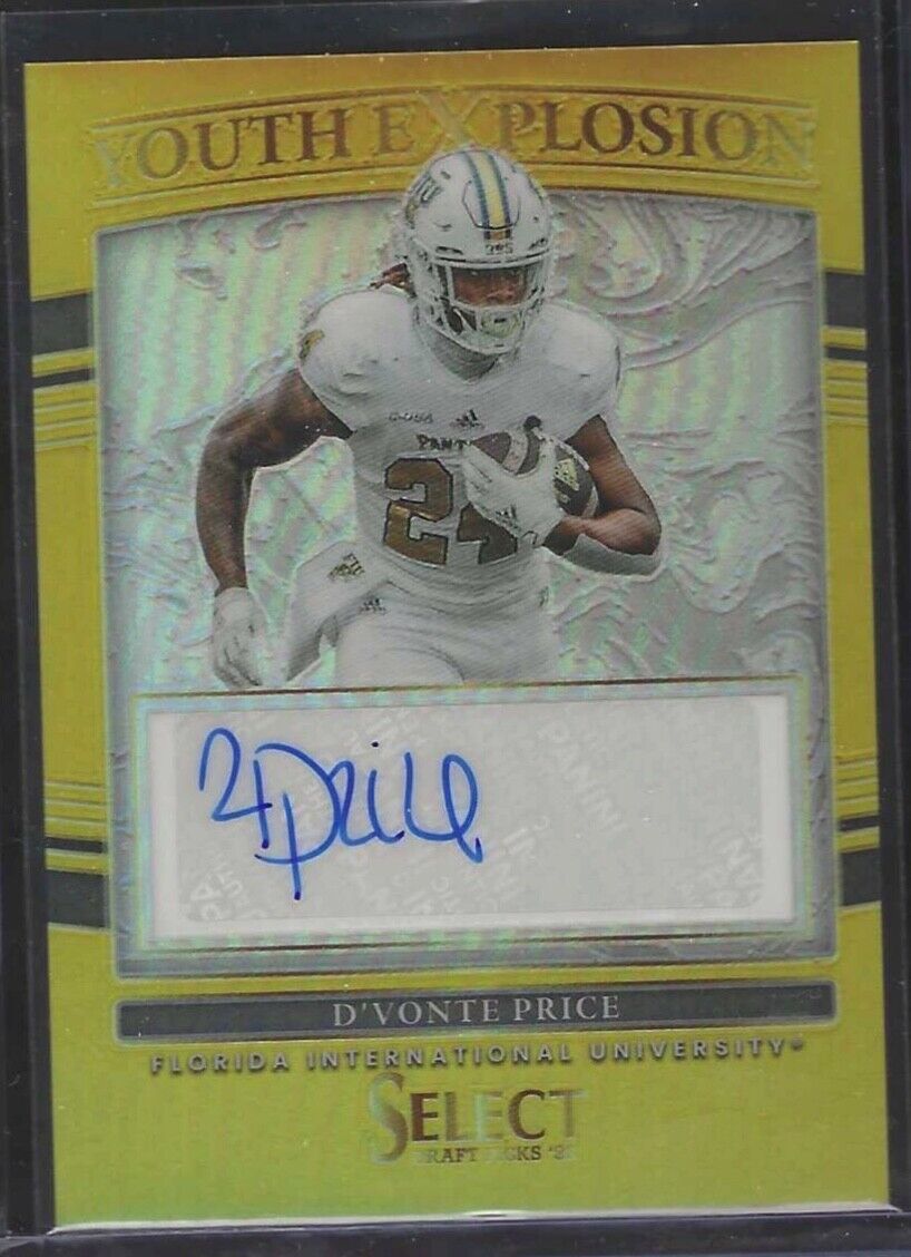 D'VONTE PRICE 2022 PANINI SELECT GOLD PRIZM YOUTH EXPLOSION AUTO RC #D 02/10