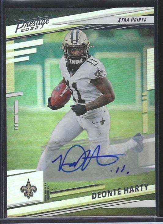 DEONTE HARTY 2022 PANINI PRESTIGE SILVER FOIL XTRA POINTS AUTO #211