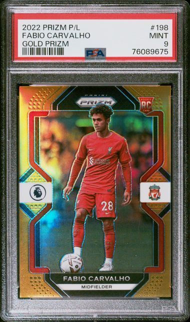 FABIO CARVALHO 2022-23 PRIZM PREMIER LEAGUE GOLD PRIZM RC 4/10 PSA 9 MINT POP 2