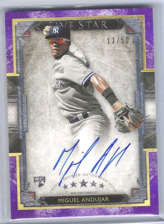 MIGUEL ANDUJAR 2018 TOPPS FIVE STAR PURPLE ROOKIE AUTO RC #D 13/50