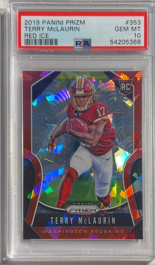 TERRY MCLAURIN 2019 PANINI PRIZM RED ICE PRIZM RC #353 PSA 10 GEM MINT POP 61