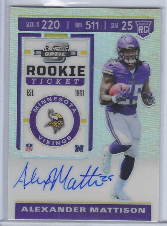 ALEXANDER MATTISON 2019 CONTENDERS OPTIC SILVER PRIZM ROOKIE TICKET AUTO RC #102