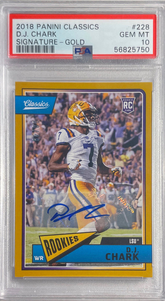 D.J. CHARK 2018 PANINI CLASSICS SIGS AUTO GOLD RC #D /49 PSA 10 GEM MINT POP 1/1