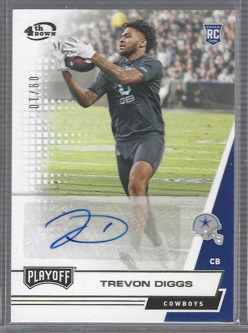 TREVON DIGGS 2020 PANINI PLAYOFF 4TH DOWN GOLD ROOKIE AUTO RC #D 09/10