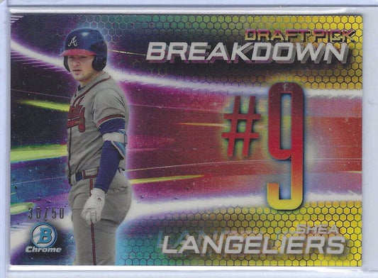 SHEA LANGELIERS 2019 BOWMAN CHROME DRAFT PICK BREAKDOWNS GOLD REFRACTOR #D /50