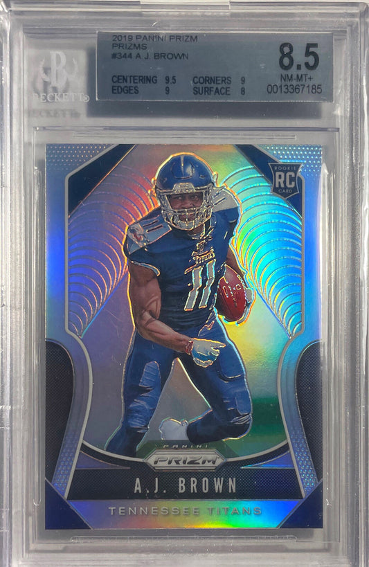 A.J. BROWN 2019 PANINI PRIZM SILVER PRIZMS SP RC #344 BGS 8.5 POP 1/1
