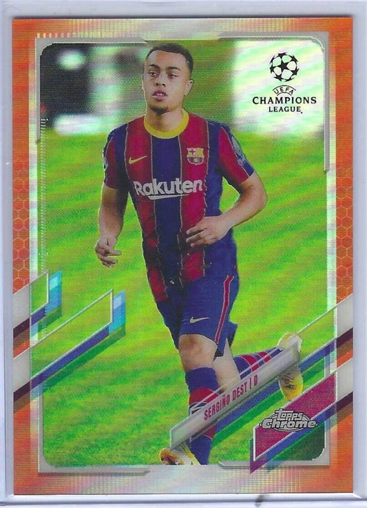 SERGINO DEST 2020-21 TOPPS CHROME UEFA ORANGE REFRACTOR ROOKIE RC #D 12/25