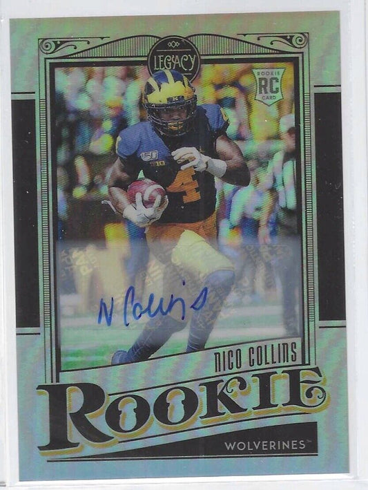 NICO COLLINS 2021 PANINI LEGACY SILVER PRIZM ROOKIE AUTO RC #160