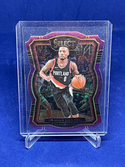 DAMIAN LILLARD 2017-18 PANINI SELECT PREMIER LEVEL PURPLE PRIZM DIE CUT #D 66/99