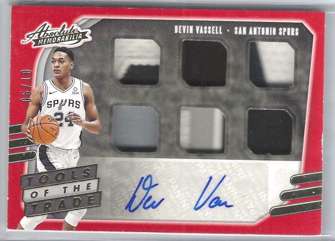 DEVIN VASSELL 2020-21 PANINI ABSOLUTE RED TOOLS TRADE SIX PATCH AUTO RC #D 05/10