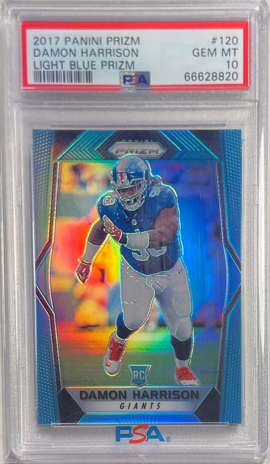 DAMON HARRISON 2017 PANINI PRIZM LIGHT BLUE RC #D 99/199 PSA 10 GEM POP 1/1