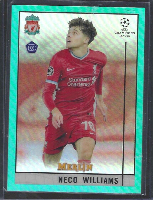 NECO WILLIAMS 2020-21 TOPPS MERLIN UEFA AQUA REFRACTOR ROOKIE RC #D 098/199