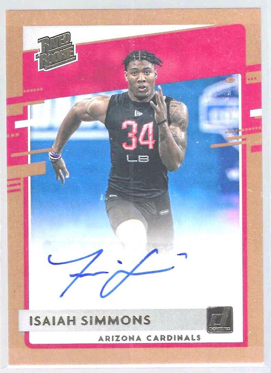 ISAIAH SIMMONS 2020 PANINI DONRUSS BRONZE RATED ROOKIE AUTO RC #349