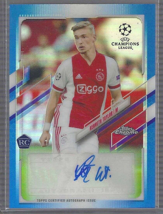 KENNETH TAYLOR 2020-21 TOPPS CHROME UEFA BLUE REFRACTOR AUTO RC #D 032/150