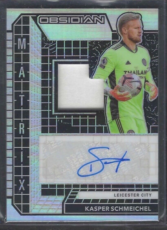 KASPER SCHMEICHEL 2020-21 PANINI OBSIDIAN MATRIX SILVER PRIZM PATCH AUTO #D 5/49