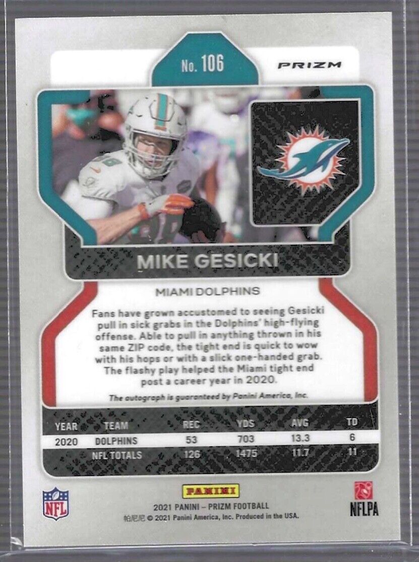 MIKE GESICKI 2021 PANINI PRIZM SILVER PRIZM AUTO #106