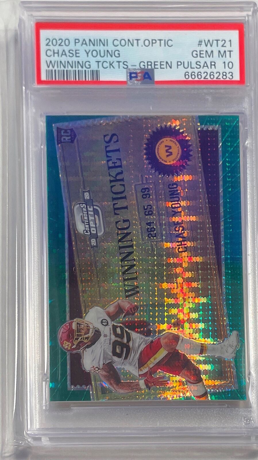 CHASE YOUNG 2020 CONTENDERS OPTIC WINNING TIX GREEN PULSAR RC /27 PSA 10 POP 1/1