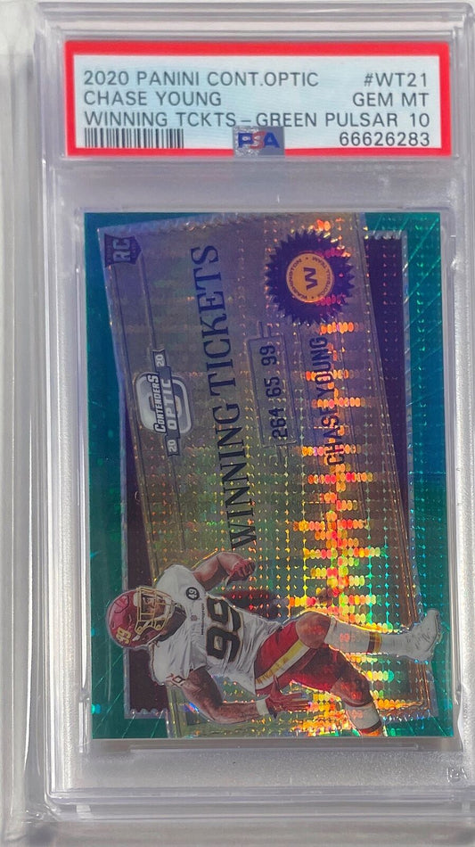 CHASE YOUNG 2020 CONTENDERS OPTIC WINNING TIX GREEN PULSAR RC /27 PSA 10 POP 1/1